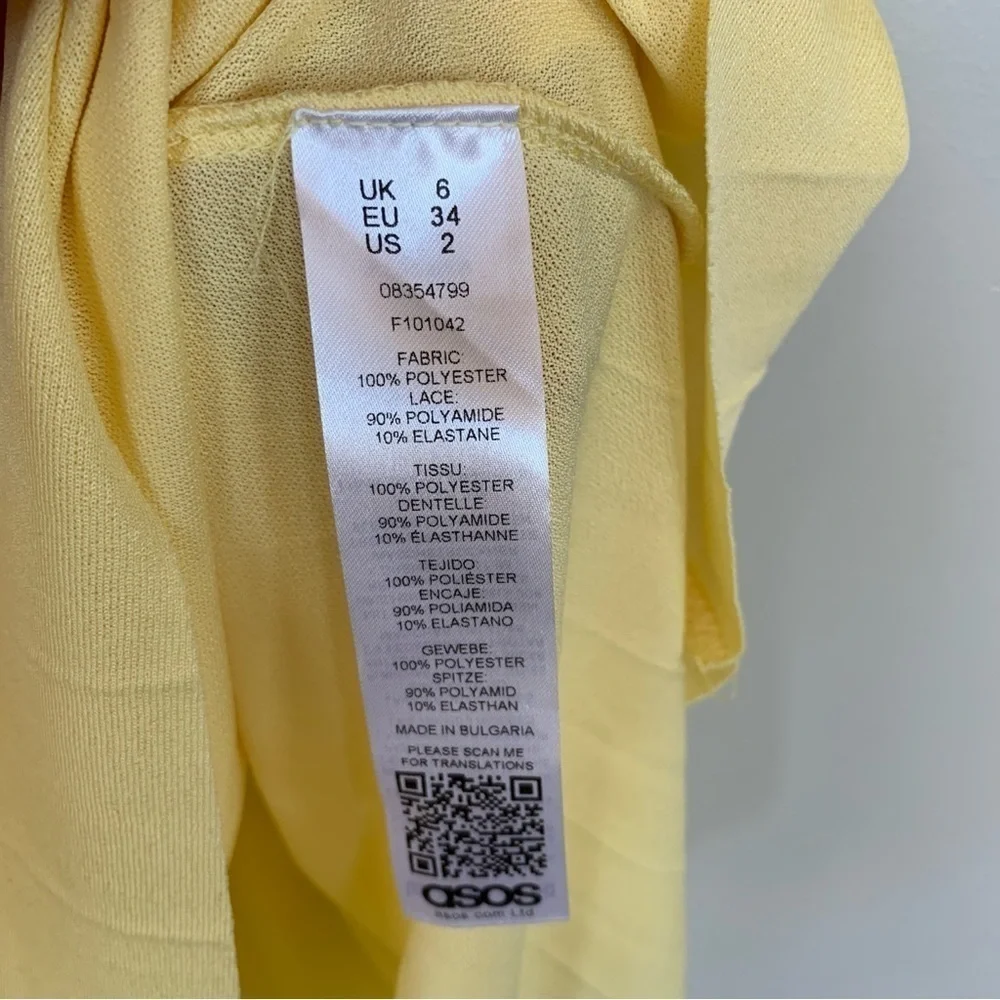 ASOS Light Yellow Pleated‎ Dress Size 2 NWT